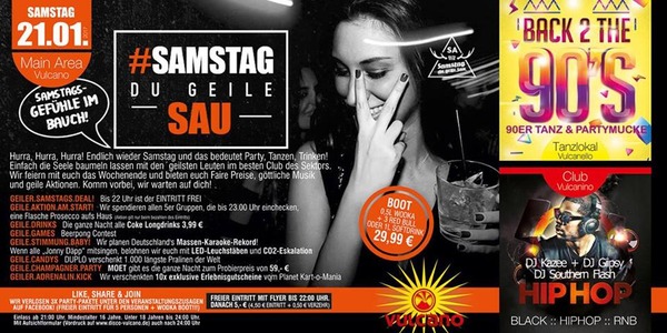 Party Flyer: Samstag DU GEILE SAU am 21.01.2017 in Aicha vorm Wald