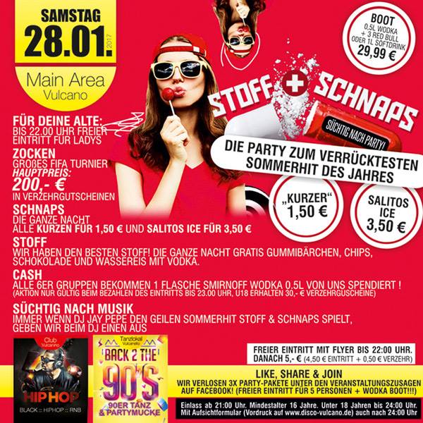 Party Flyer: STOFF + Schnaps am 28.01.2017 in Aicha vorm Wald