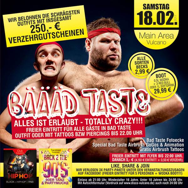 Party Flyer: BD TASTE am 18.02.2017 in Aicha vorm Wald