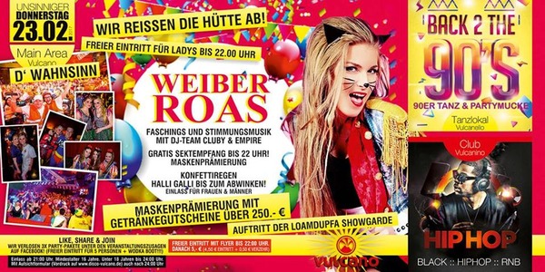 Party Flyer: Weiber Roas - Unsinniger Donnerstag am 23.02.2017 in Aicha vorm Wald